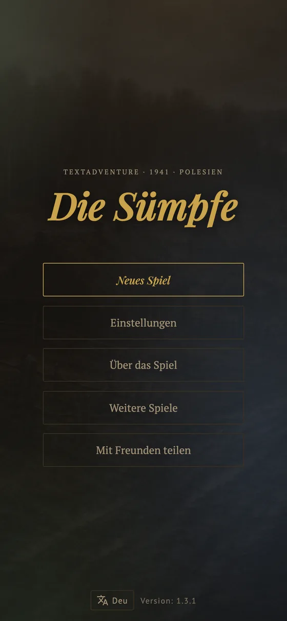 Hauptmenü des Spiels