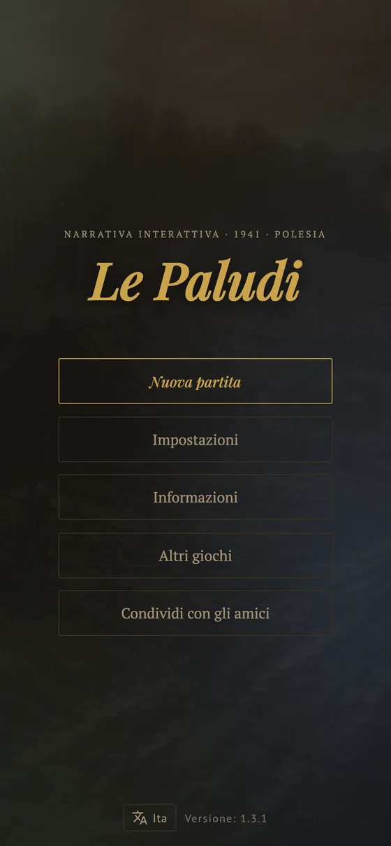 Menu principale del gioco