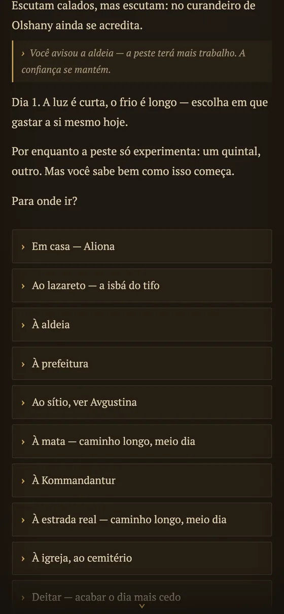 Hub da aldeia: a escolha das ações